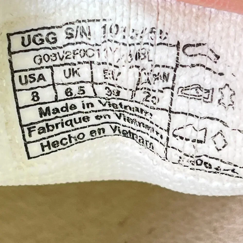 UGG Sammy White Casual Comfort Low Top Slip On Sneakers Shoes Women's Size 8